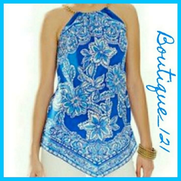 Lilly Pulitzer Vibrant Blue Floral Tank Top - Picture 1 of 4